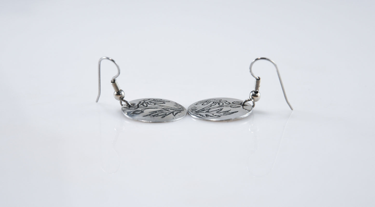 Signed Sterling Silver Flower Earrings