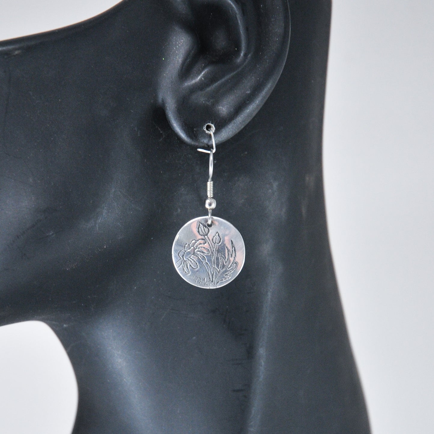 Signed Sterling Silver Flower Earrings