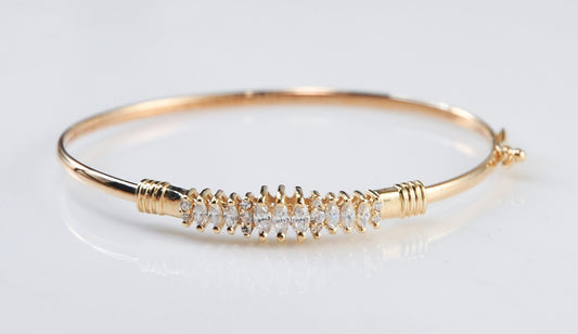 14K Gold CZ Bangle Bracelet 6.5 Grams