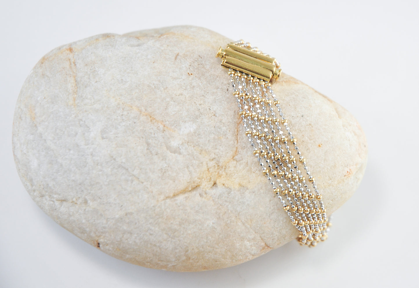 Vintage 18K Gold Two Tone Multi-Strand Bracelet