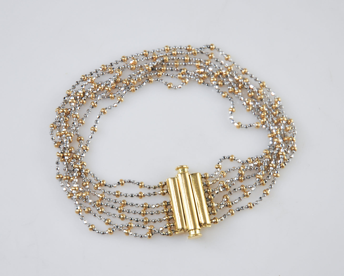Vintage 18K Gold Two Tone Multi-Strand Bracelet
