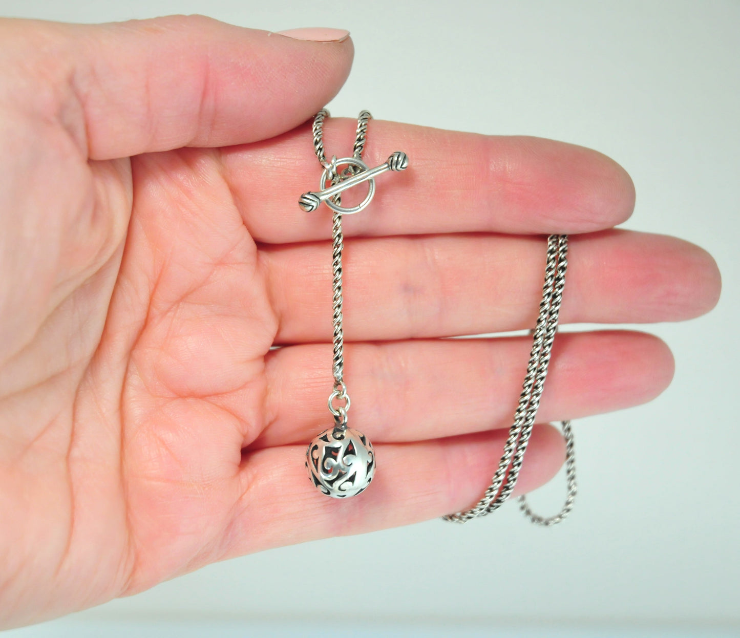Silpada Sterling Silver Simple Delight Lariat Ball Necklace