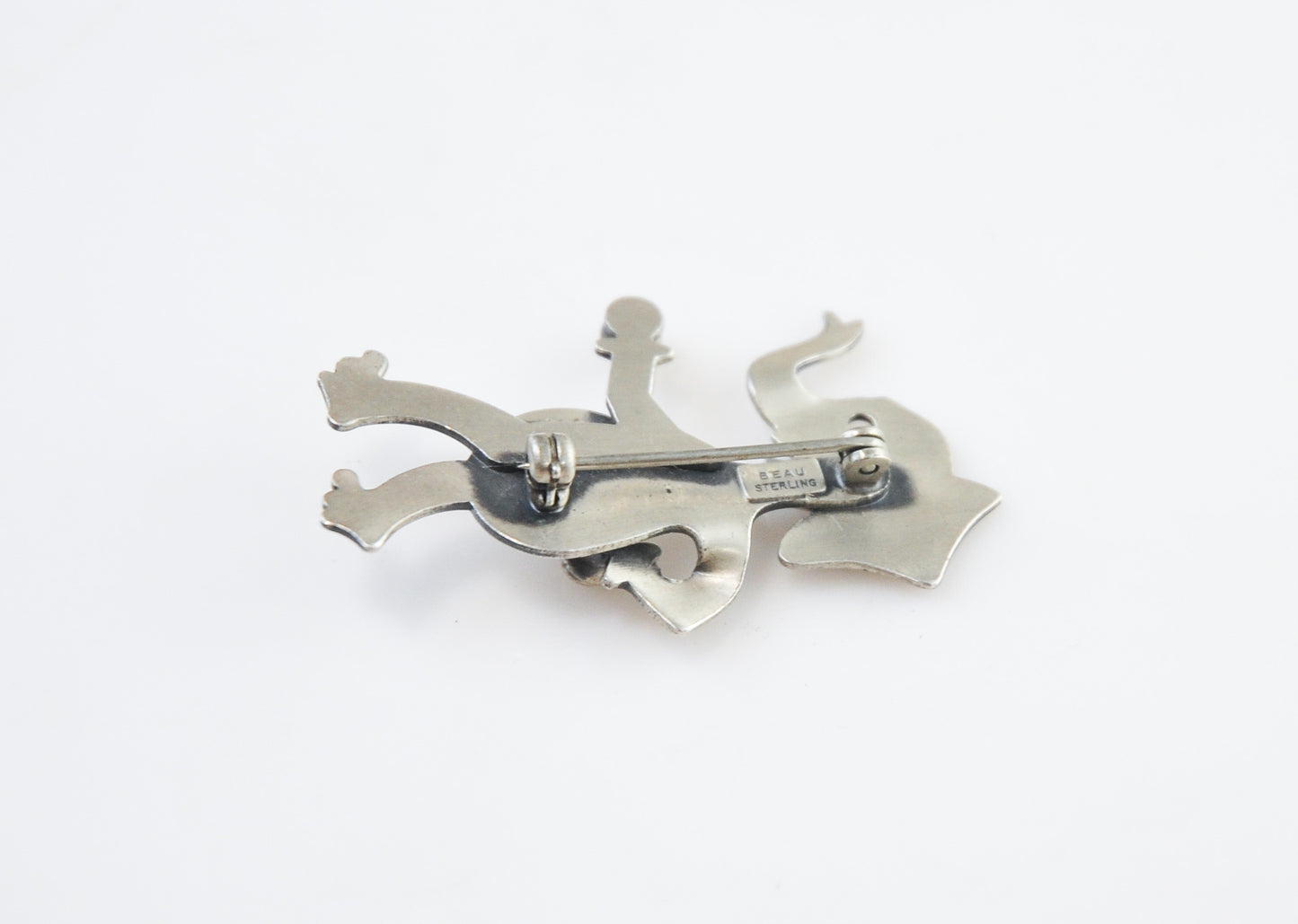 Vintage Beau Sterling Silver Circus Elephant Brooch