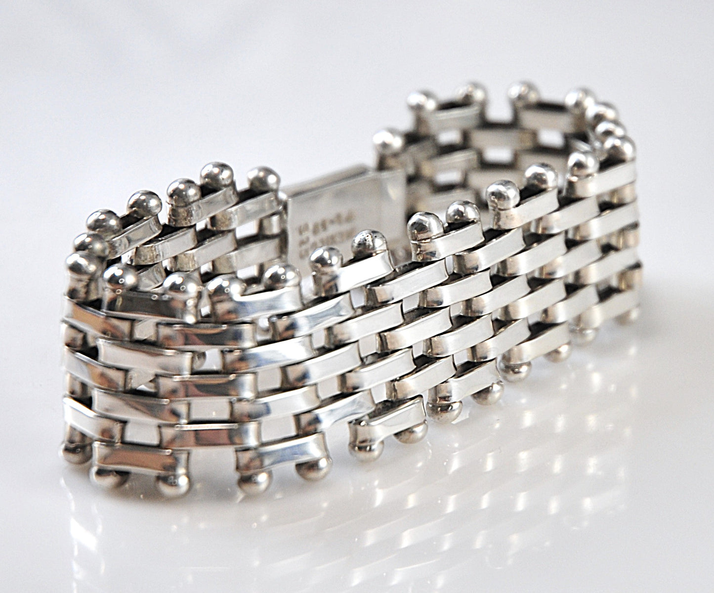 Taxco Wide Heavy Sterling Silver Bracelet