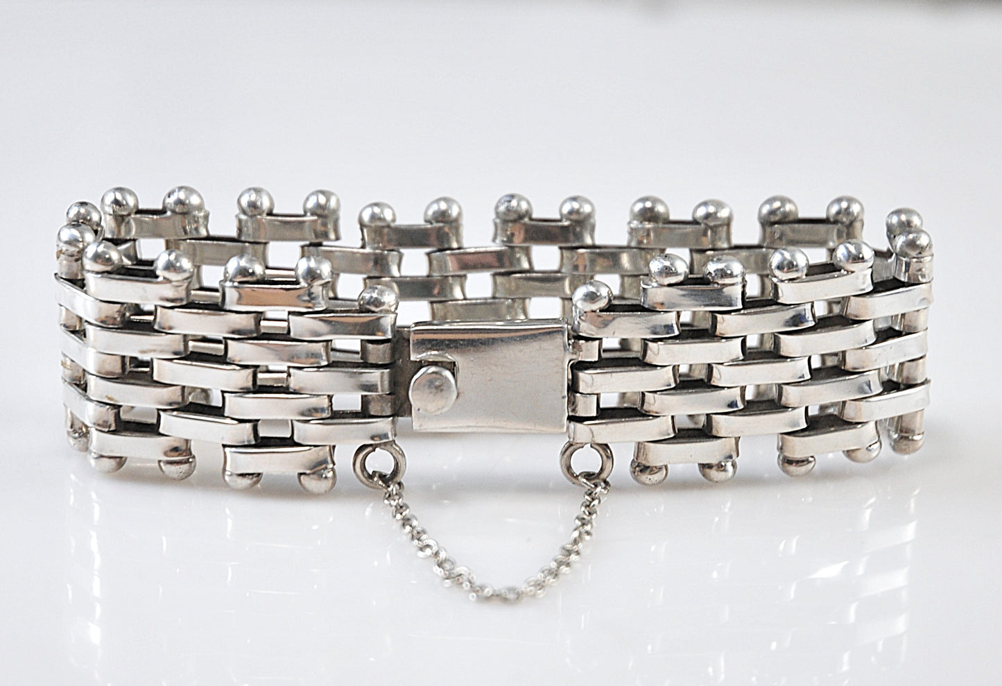 Taxco Wide Heavy Sterling Silver Bracelet
