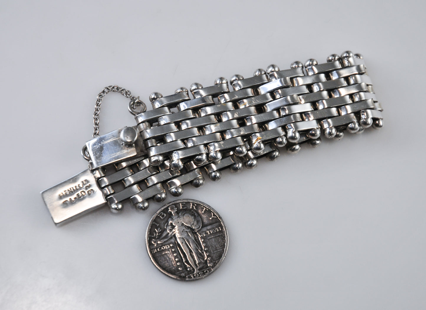 Taxco Wide Heavy Sterling Silver Bracelet