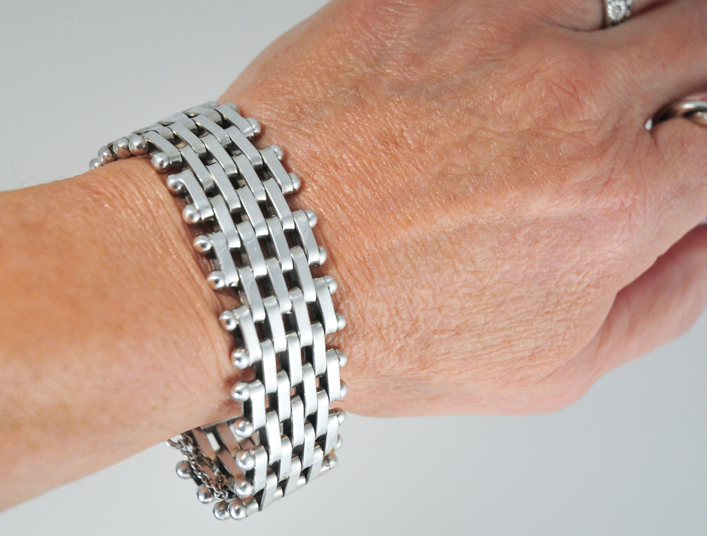 Taxco Wide Heavy Sterling Silver Bracelet