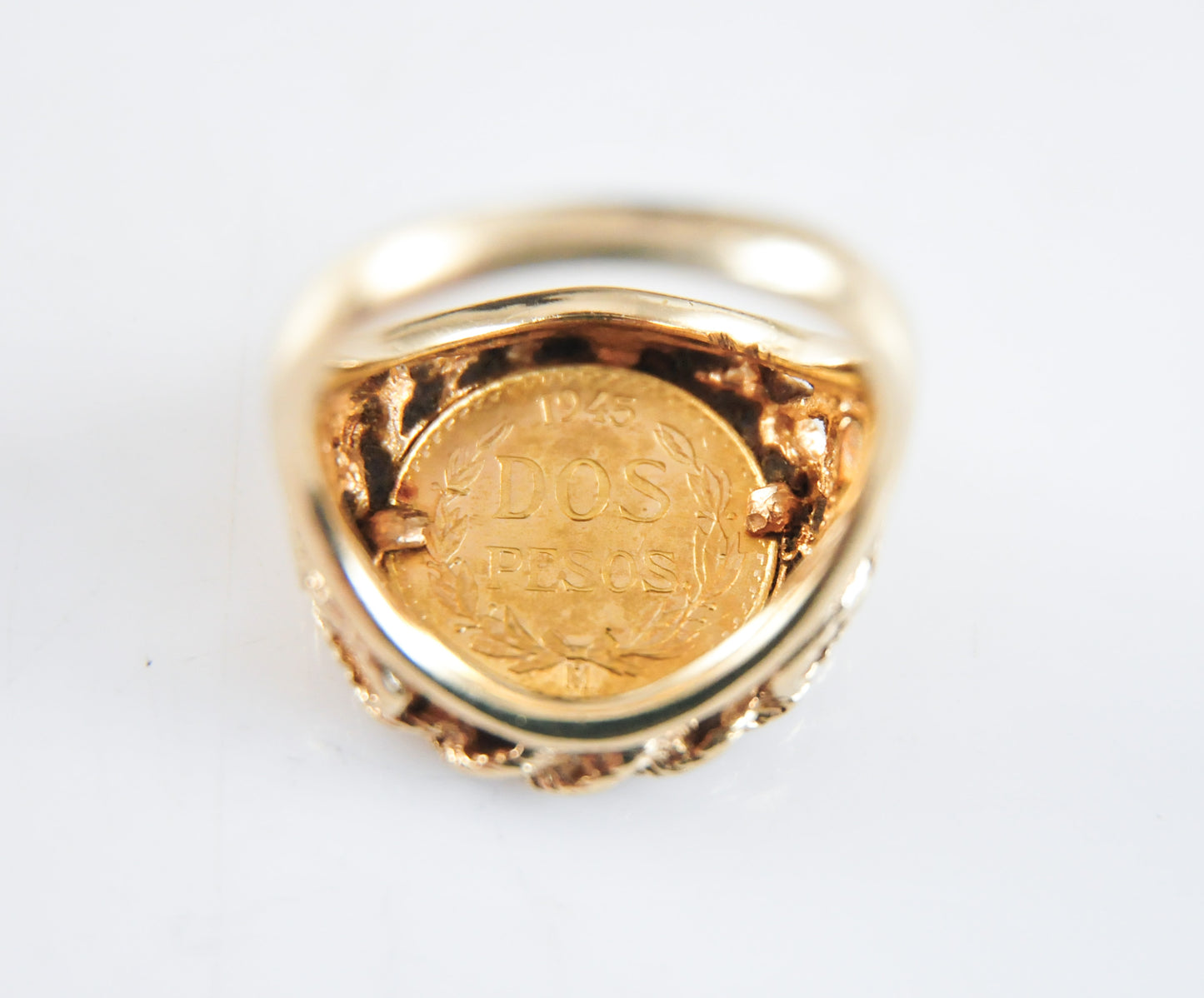 14K Gold 1945 Pesos Coin Ring