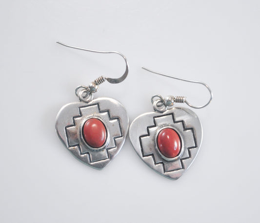 Carolyn Pollack Relios Sterling Silver Coral Heart Earrings