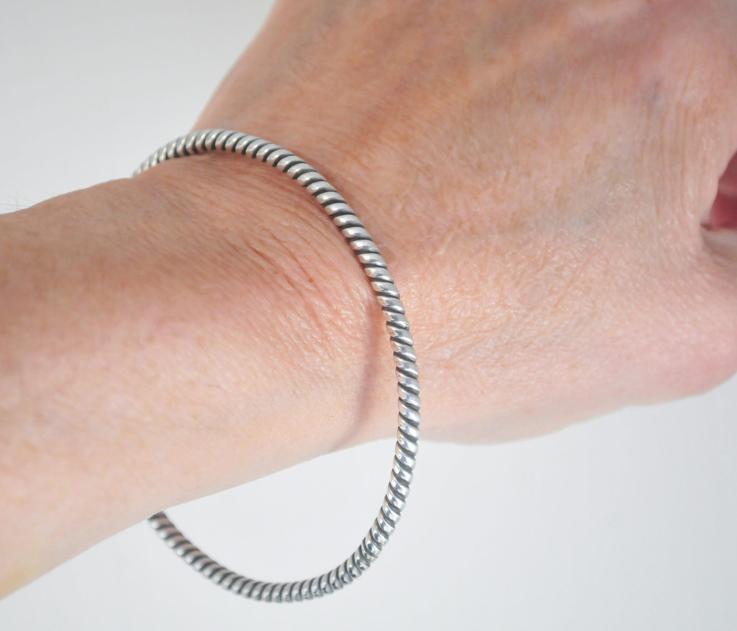 Vintage Sterling Silver Twist Bangle Bracelet