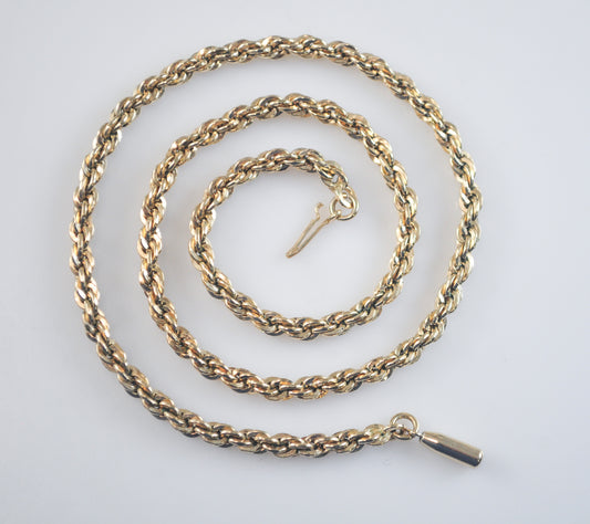Vintage 3mm Krementz Gold Filled Rope Chain Choker Necklace