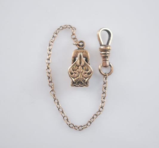 Antique Gold Filled Watch Clip Chain