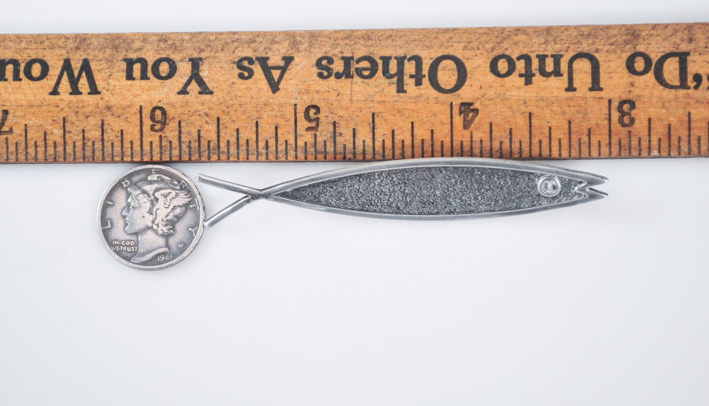 Vintage Beau Sterling Silver Ichthys Fish Brooch
