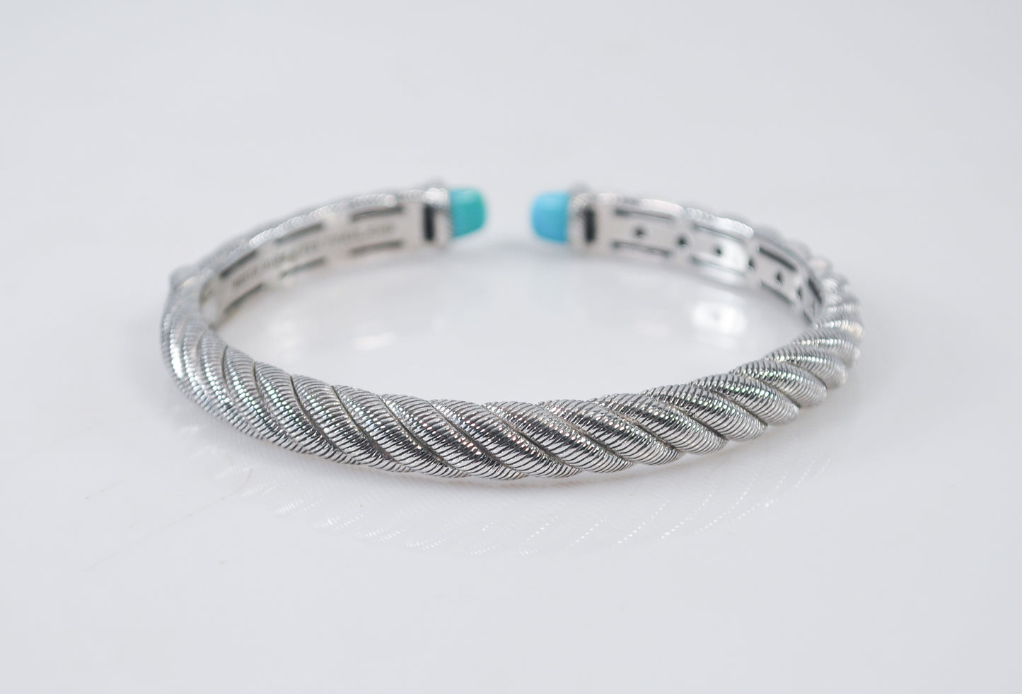 Judith Ripka Sterling Silver Turquoise Hinged Bangle Bracelet