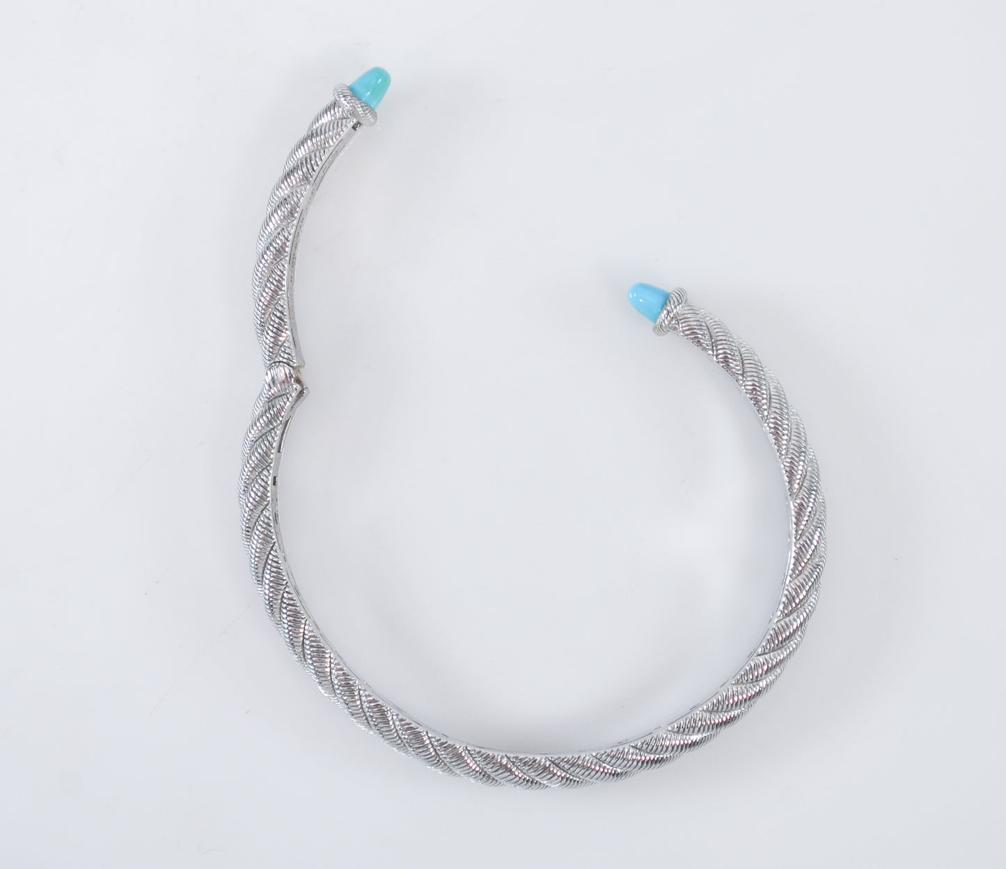 Judith Ripka Sterling Silver Turquoise Hinged Bangle Bracelet