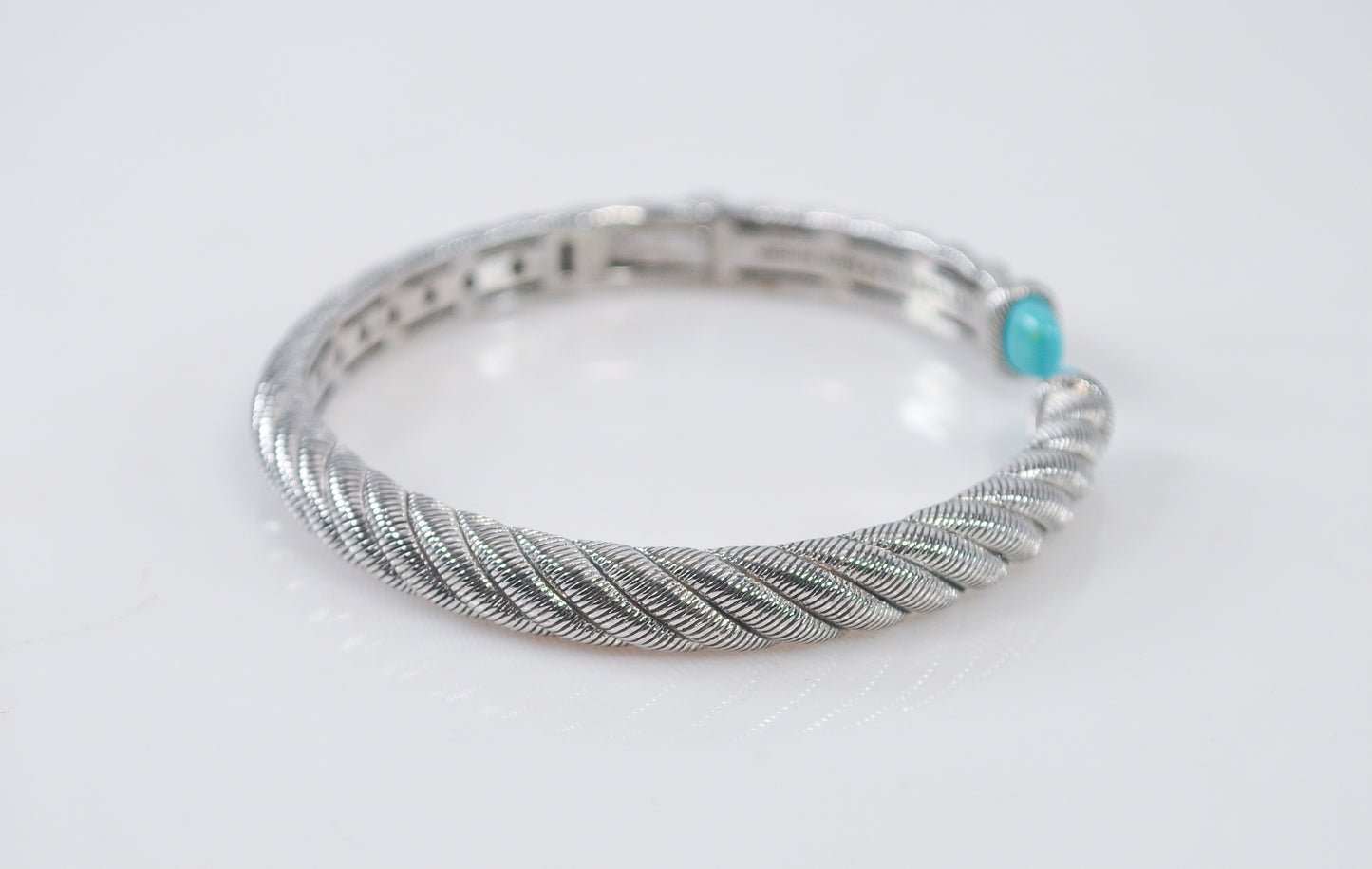 Judith Ripka Sterling Silver Turquoise Hinged Bangle Bracelet