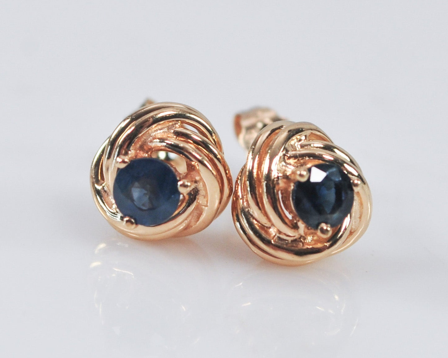 Clyde Dunier 14K Gold Sapphire Knot Earrings