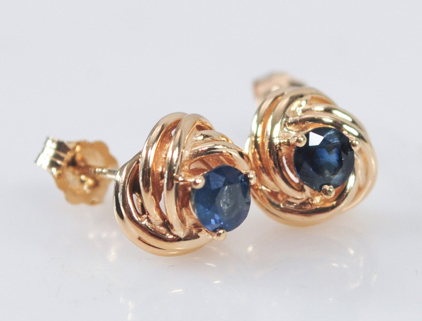Clyde Dunier 14K Gold Sapphire Knot Earrings