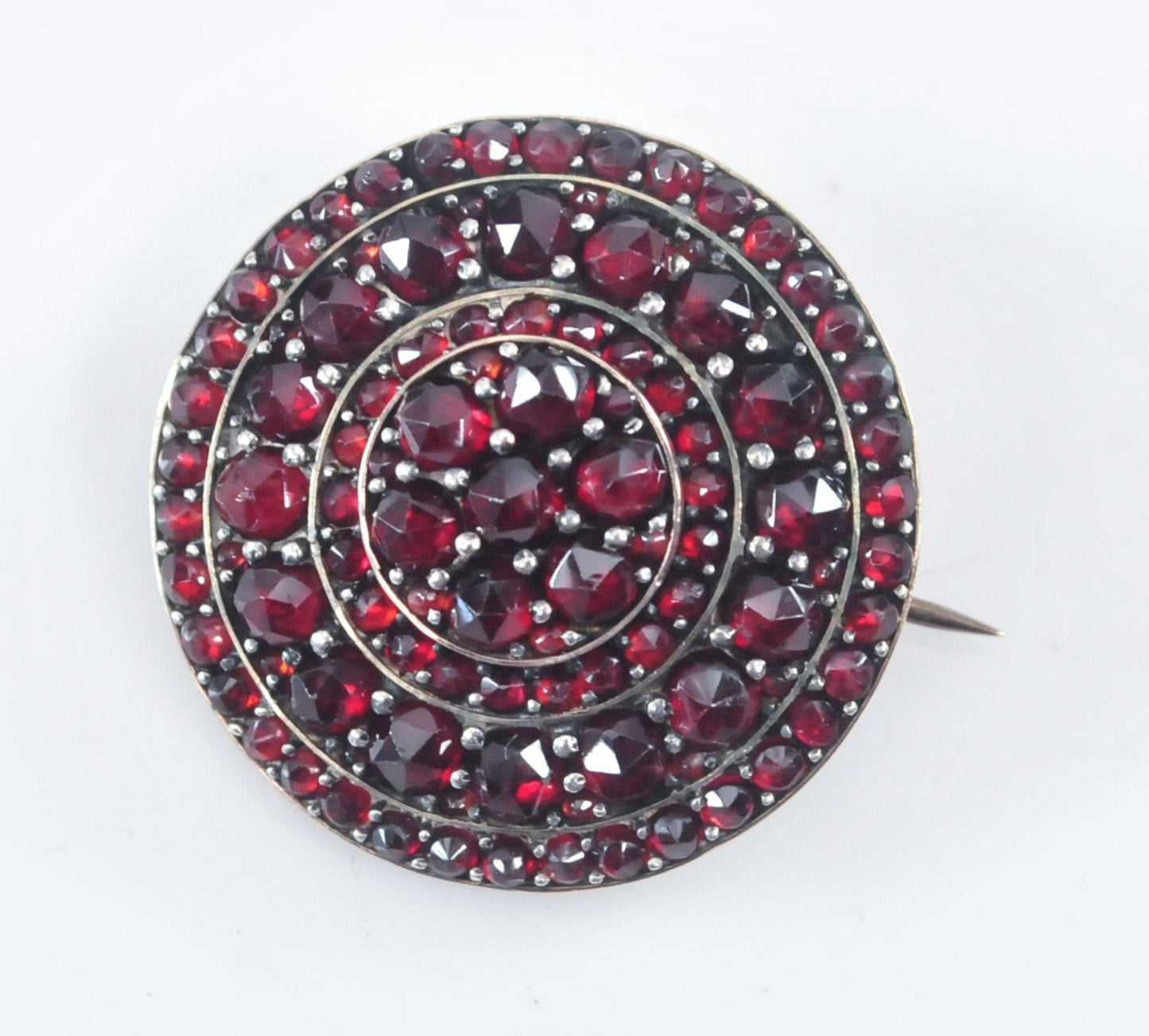 Antique Sterling Silver Bohemian Garnet Brooch