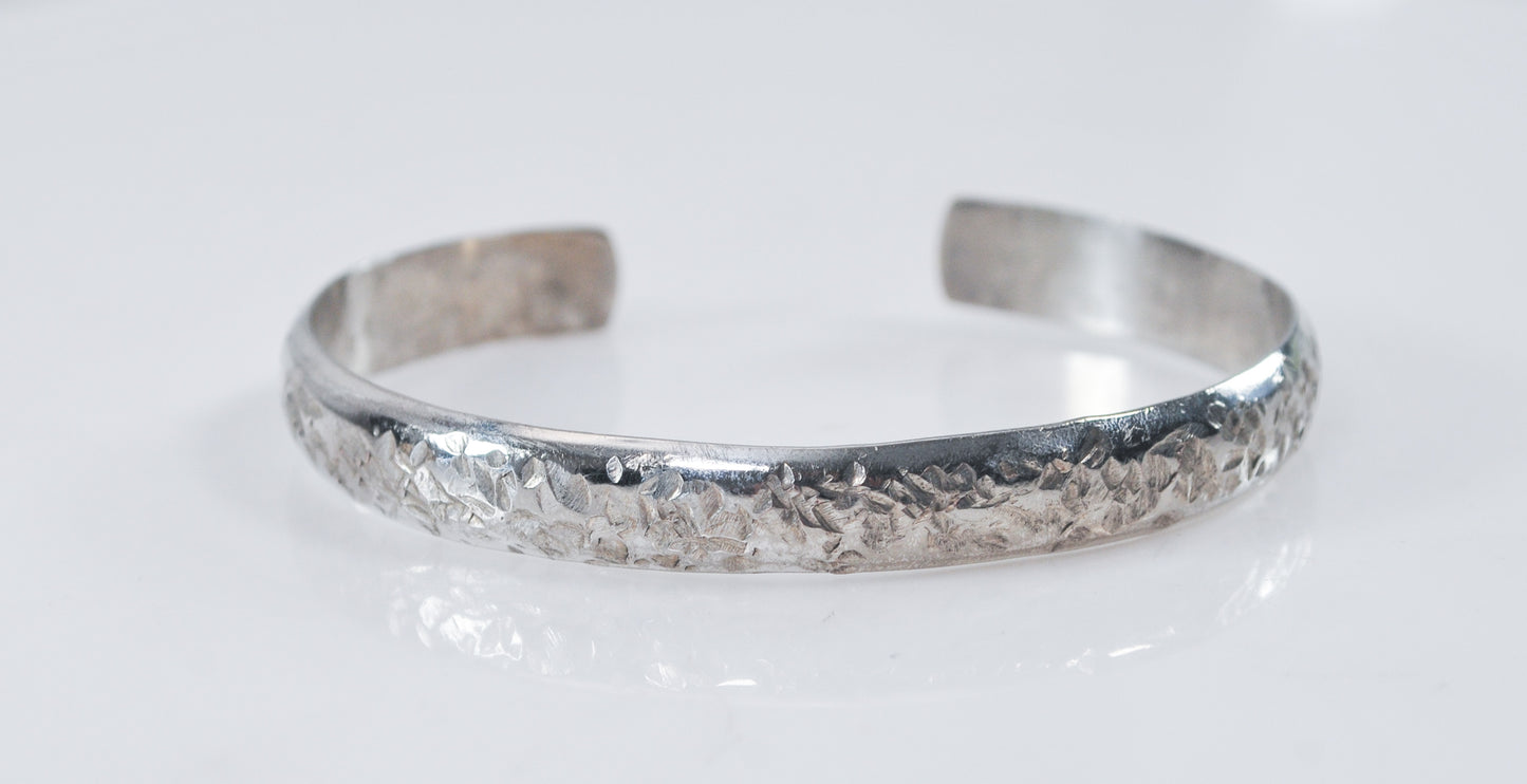 Brutalist Sterling Silver Hammered Cuff Bracelet