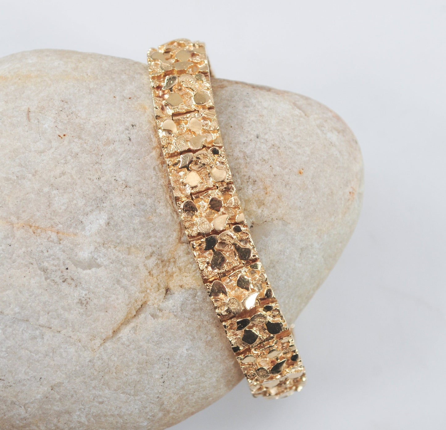 HEAVY 14K Gold Nugget Bracelet