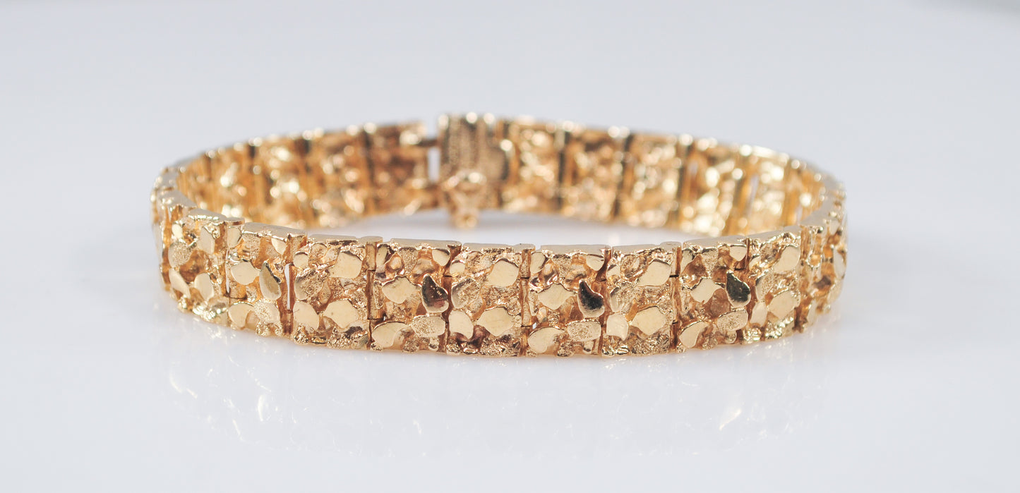 HEAVY 14K Gold Nugget Bracelet