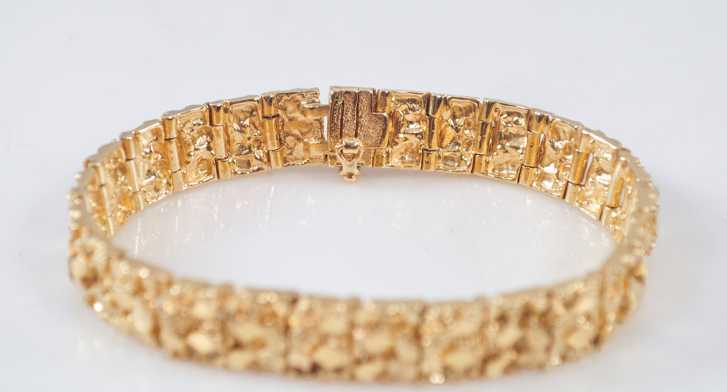 HEAVY 14K Gold Nugget Bracelet