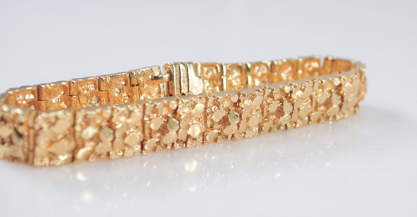 HEAVY 14K Gold Nugget Bracelet