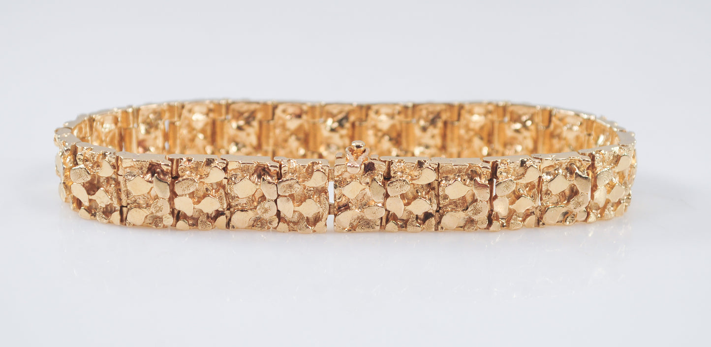 HEAVY 14K Gold Nugget Bracelet