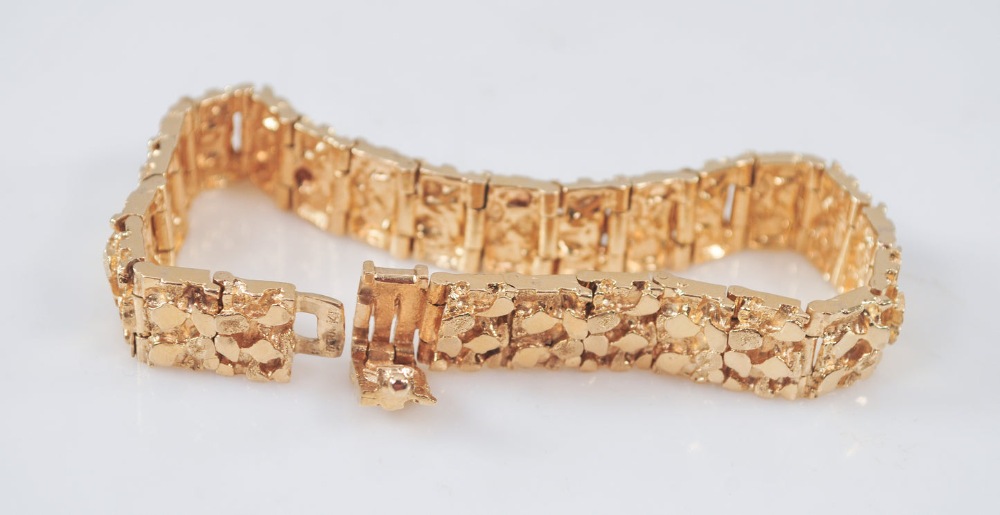 HEAVY 14K Gold Nugget Bracelet