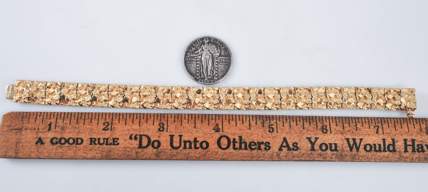 HEAVY 14K Gold Nugget Bracelet