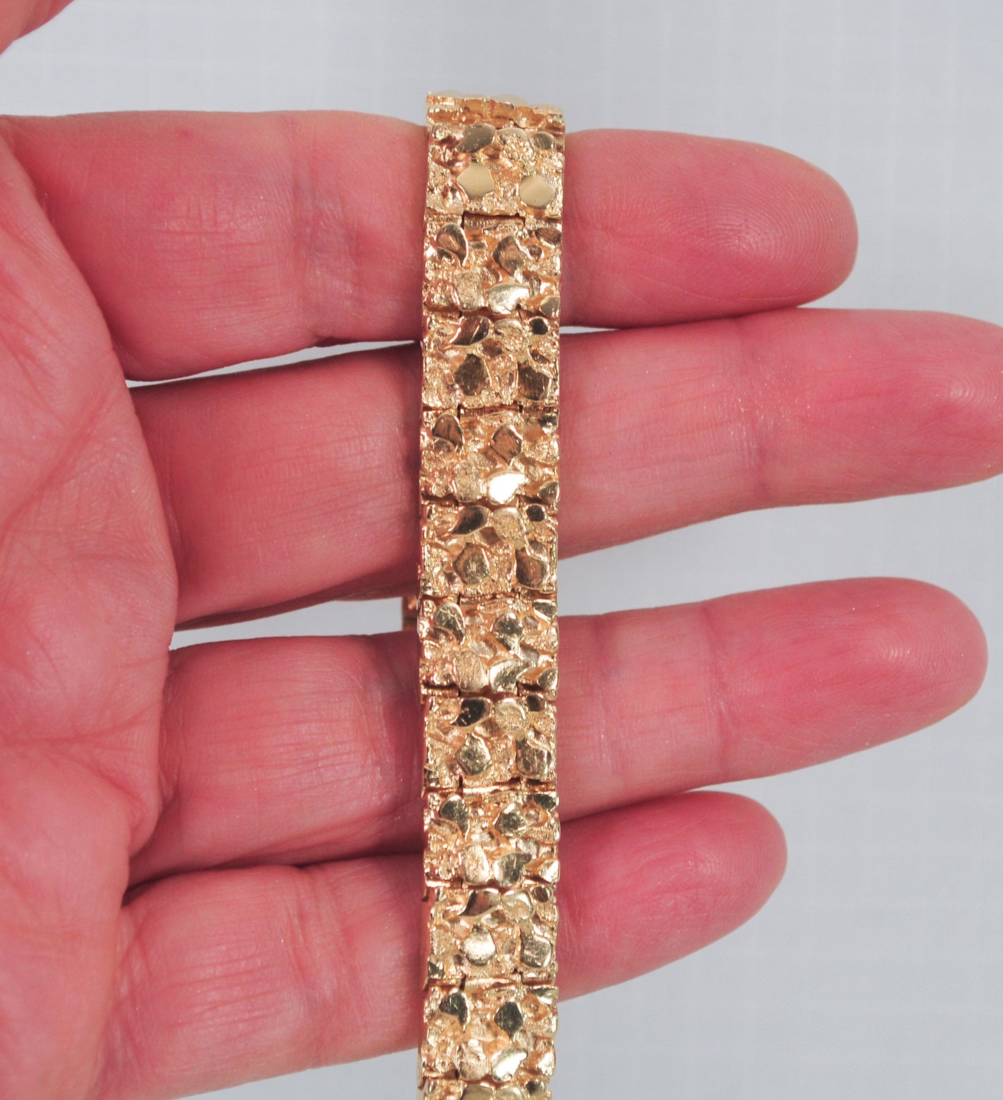 HEAVY 14K Gold Nugget Bracelet