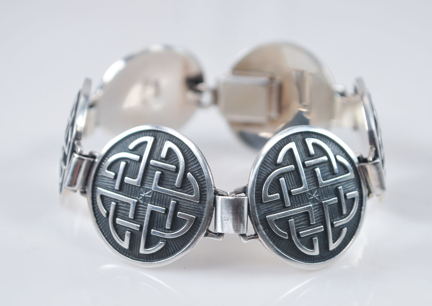 Heavy Sterling Silver Celtic Knot Panel Bracelet