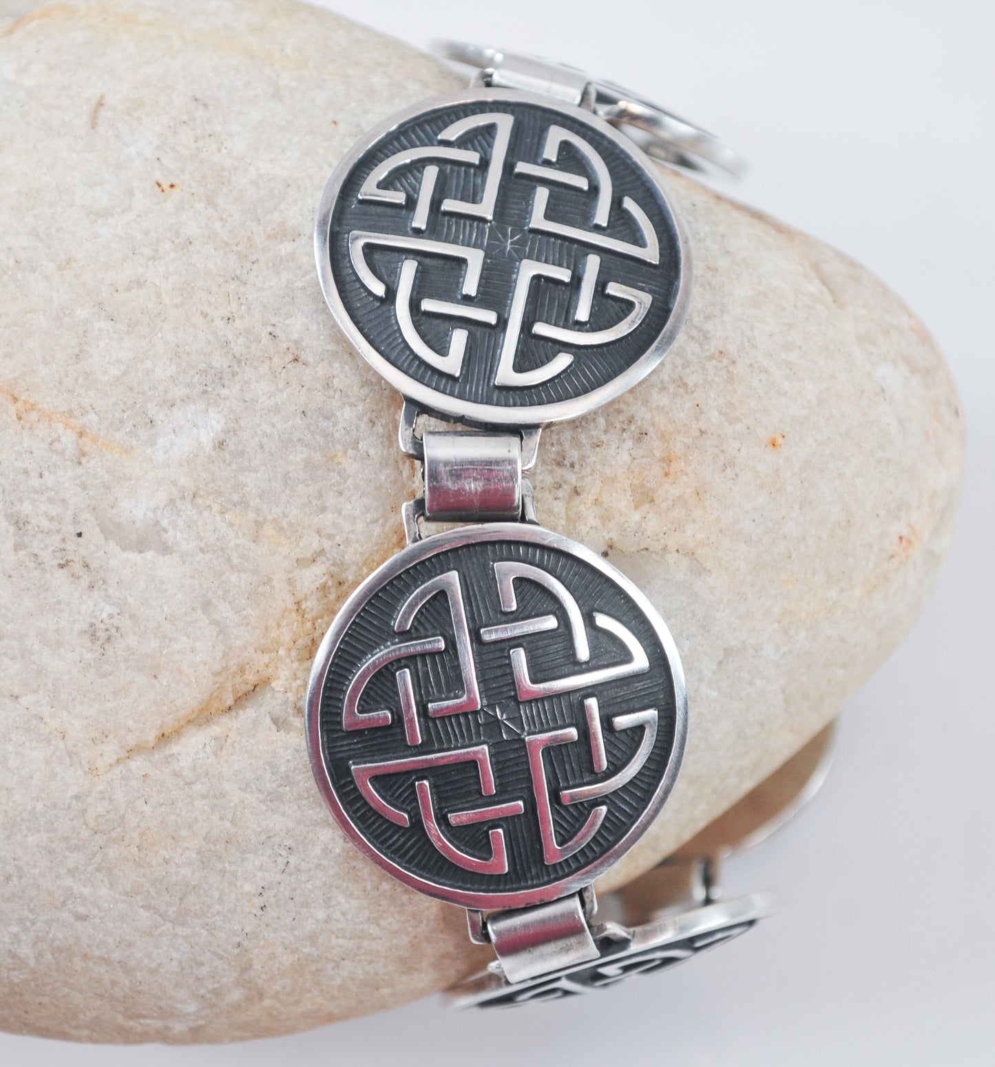 Heavy Sterling Silver Celtic Knot Panel Bracelet