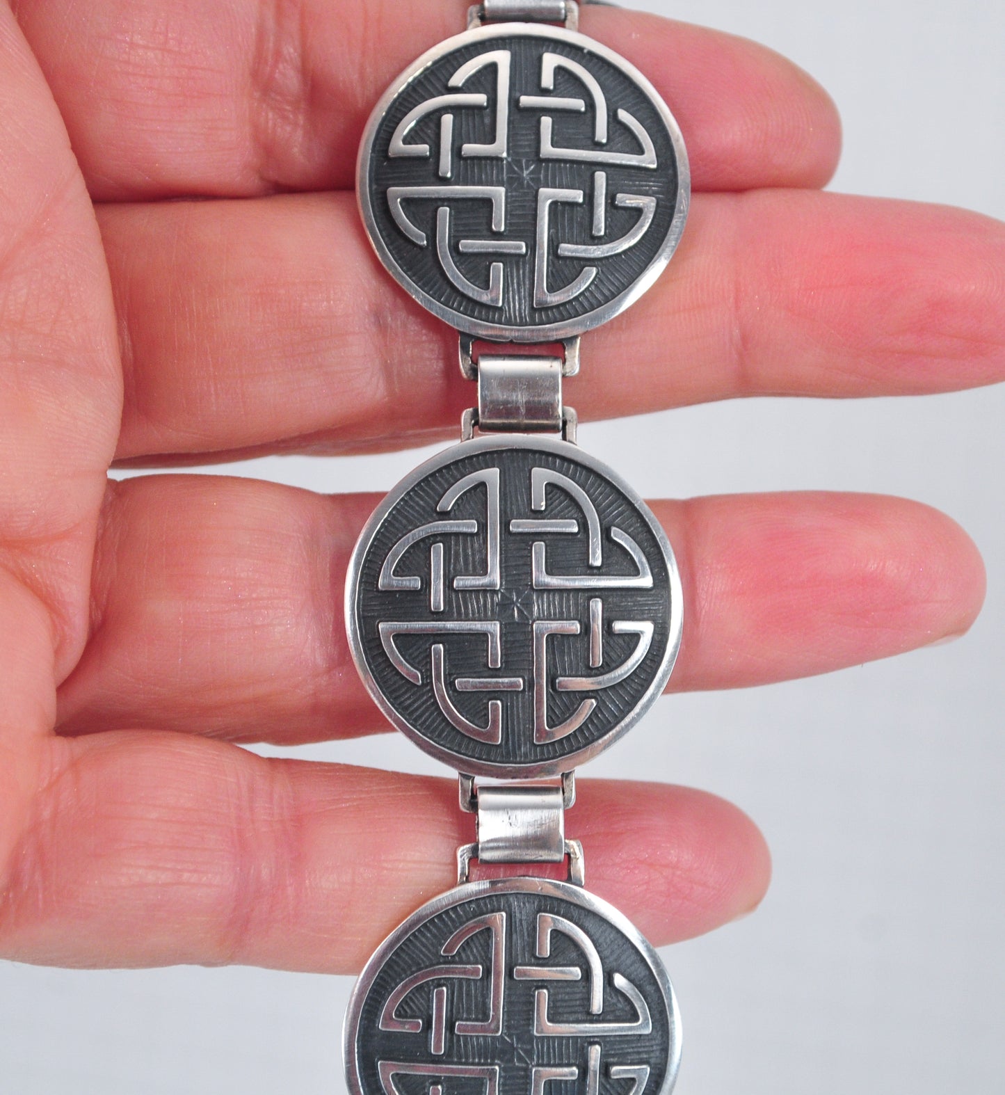 Heavy Sterling Silver Celtic Knot Panel Bracelet