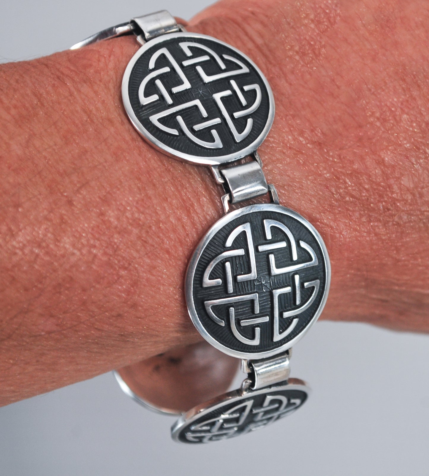 Heavy Sterling Silver Celtic Knot Panel Bracelet