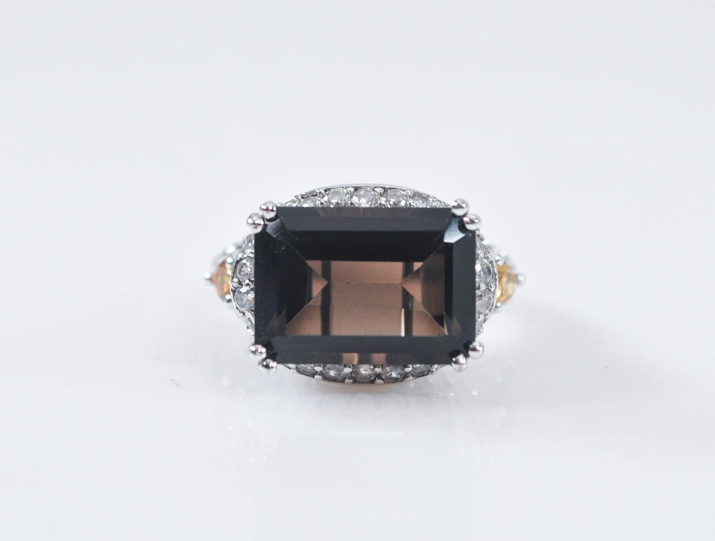 Signed 925 Sterling Silver Smoky Quartz Ring