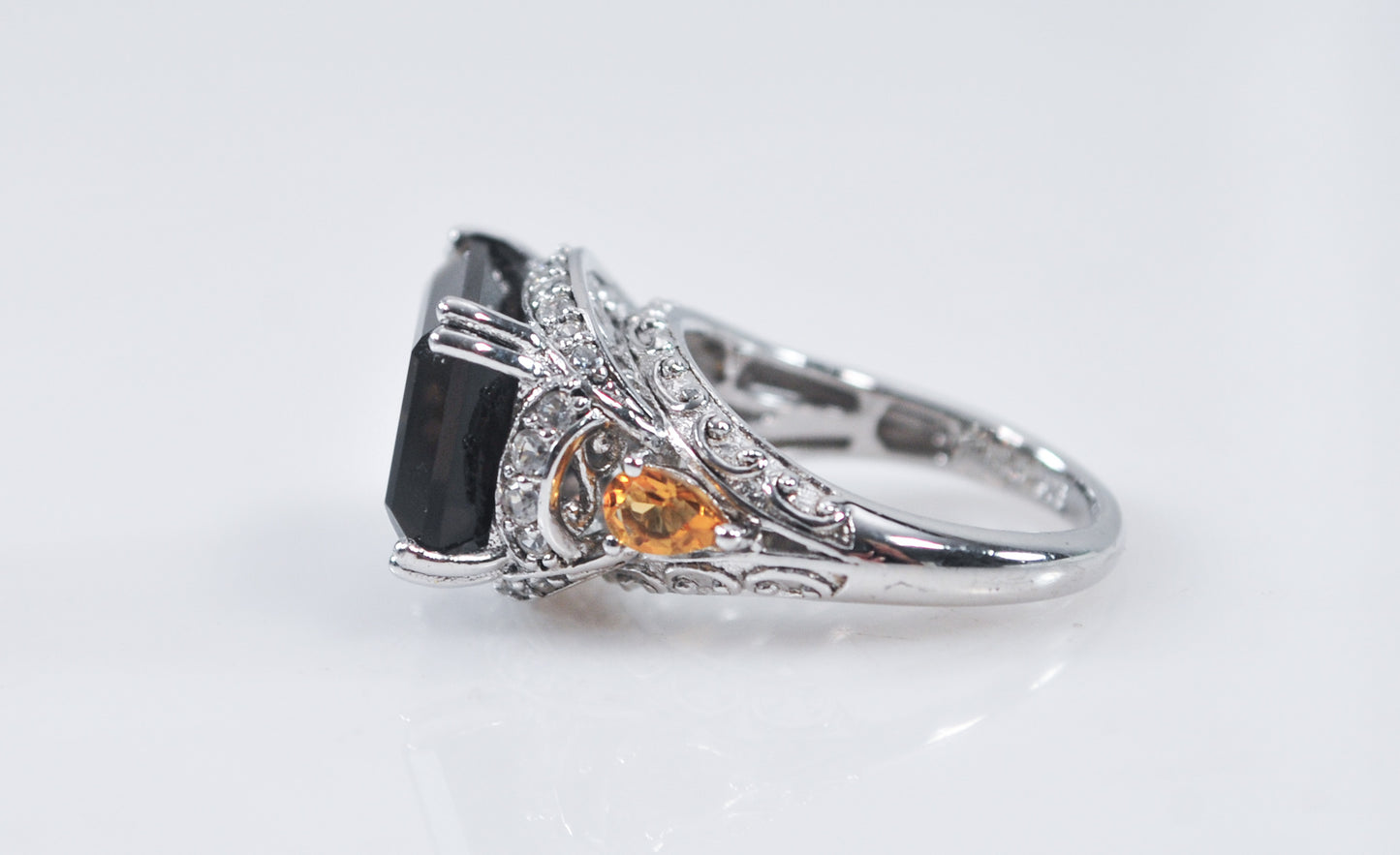 Signed 925 Sterling Silver Smoky Quartz Ring