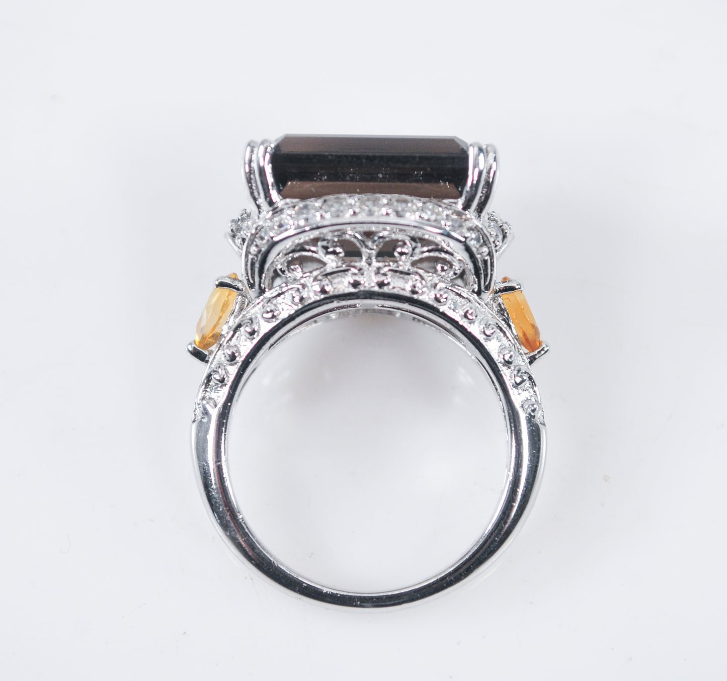 Signed 925 Sterling Silver Smoky Quartz Ring