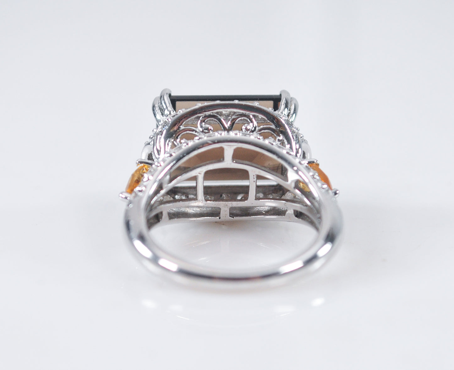 Signed 925 Sterling Silver Smoky Quartz Ring