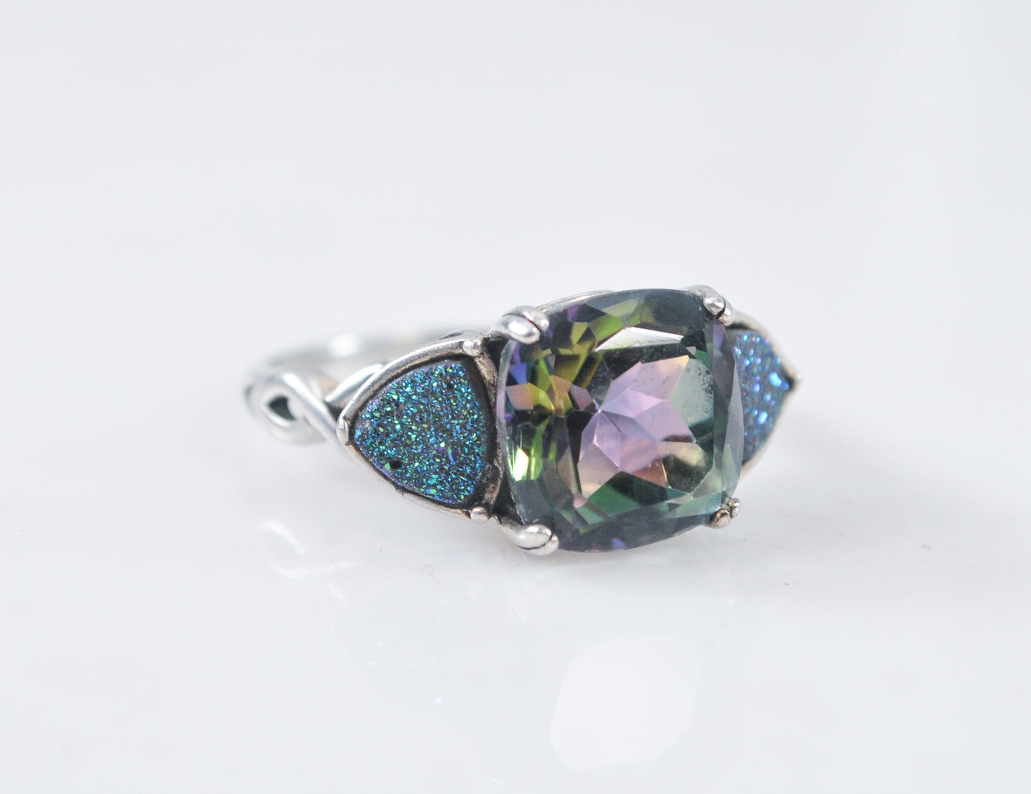 Mystic Topaz Druzy Sterling Silver Ring