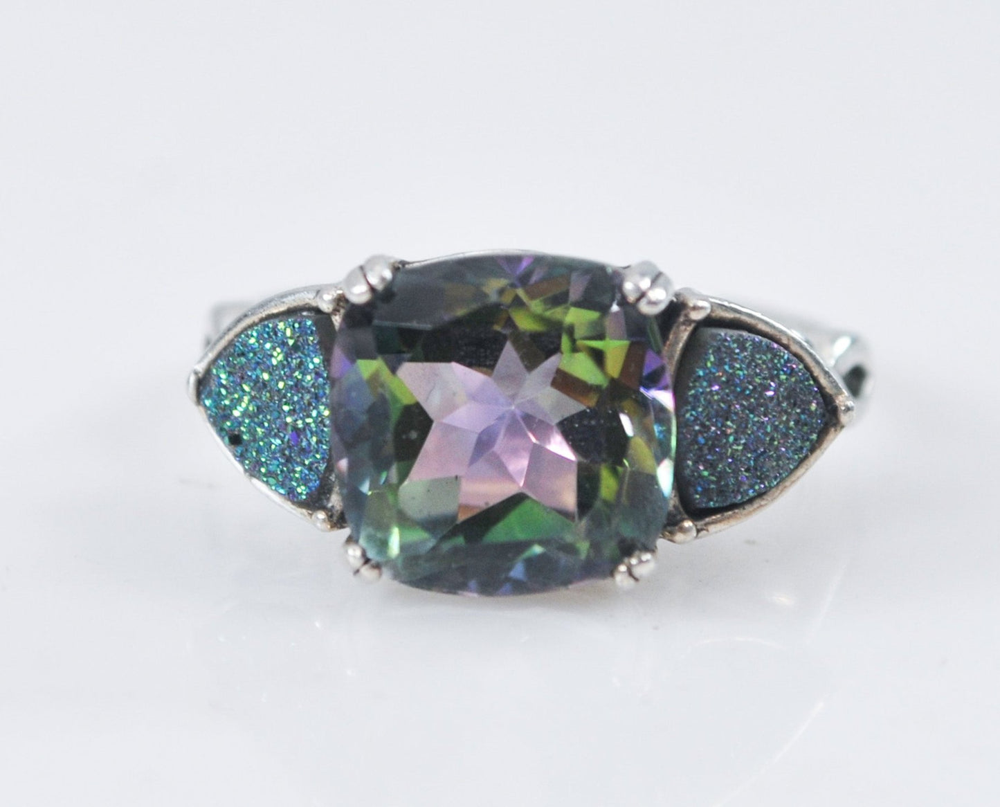 Mystic Topaz Druzy Sterling Silver Ring
