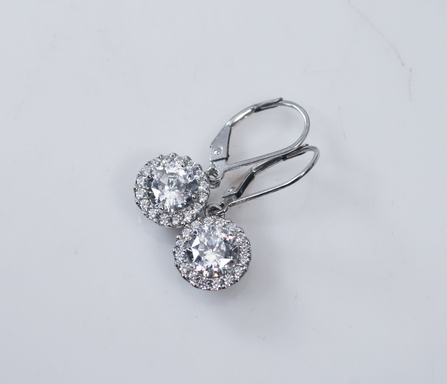 Sterling Silver 925 CZ Halo Earrings