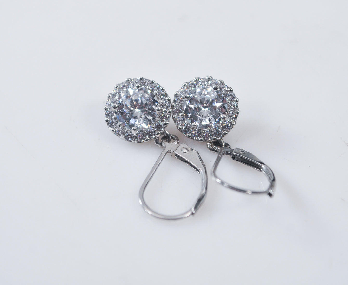Sterling Silver 925 CZ Halo Earrings