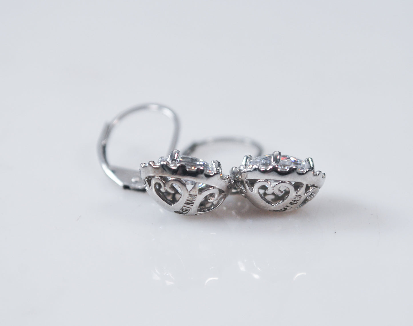 Sterling Silver 925 CZ Halo Earrings