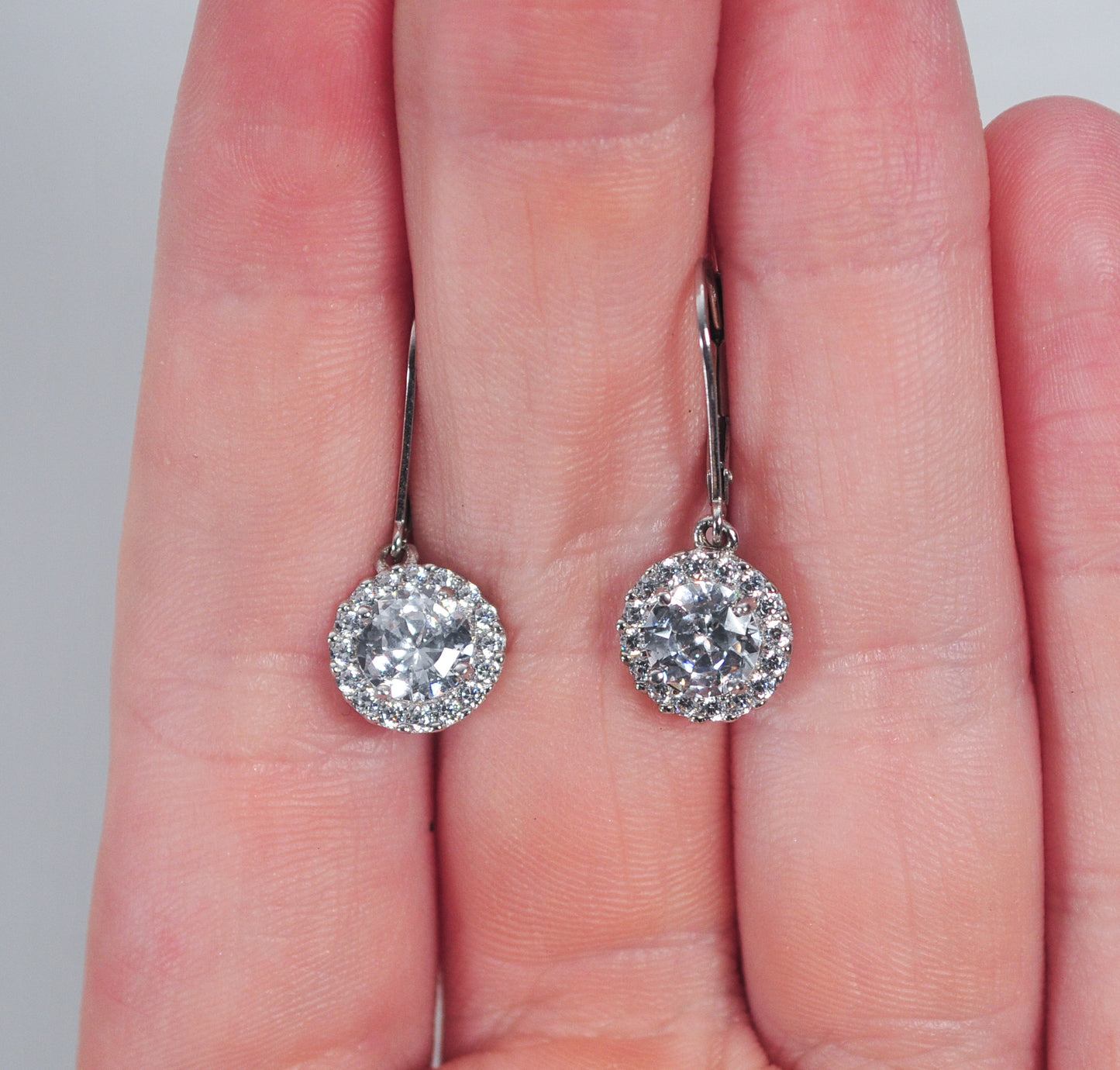 Sterling Silver 925 CZ Halo Earrings