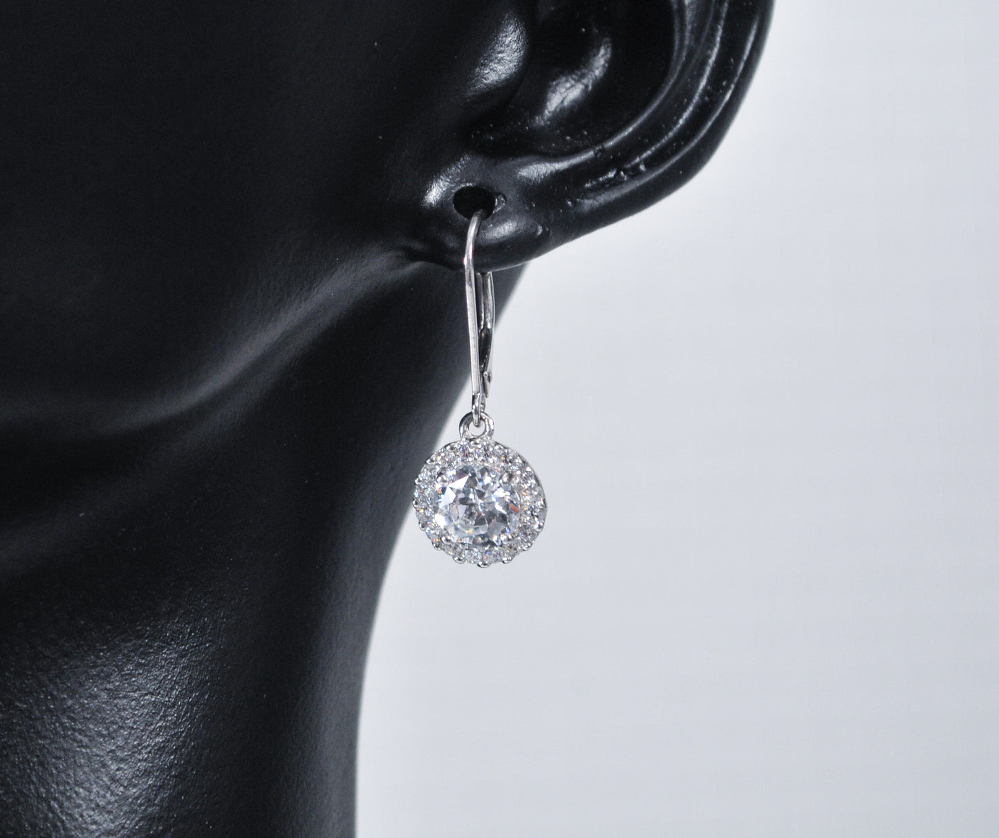 Sterling Silver 925 CZ Halo Earrings