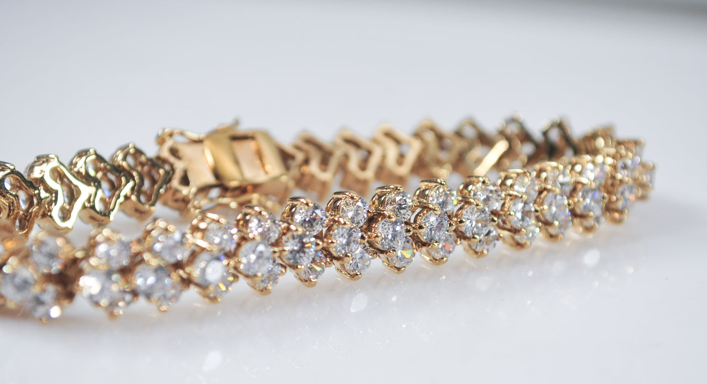 Heavy Gold over Sterling Silver 925 CZ Tennis Bracelet