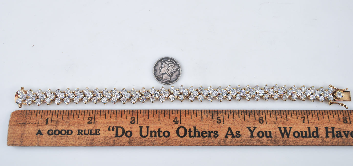 Heavy Gold over Sterling Silver 925 CZ Tennis Bracelet