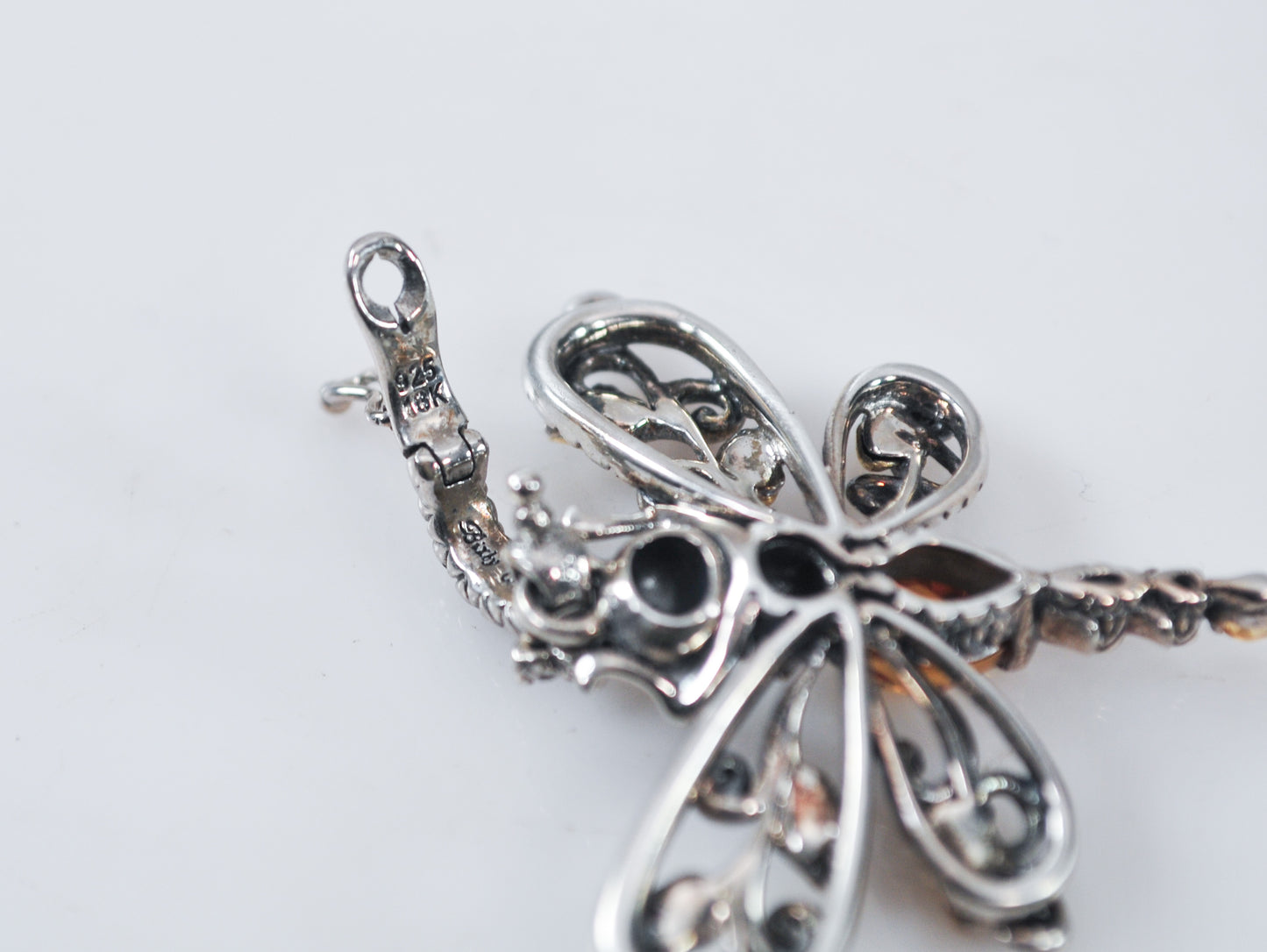 Barbara Bixby Sterling Silver 18K Gold Citrine Dragonfly Enhancer Pendant